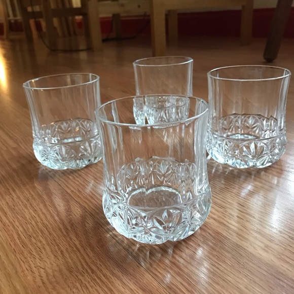 Dining 4 Piece Mid Century Modern Heavy Base Crystal Glass Rock